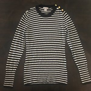 ❌SOLD❌H & M Black White Striped Gold Sweater Small