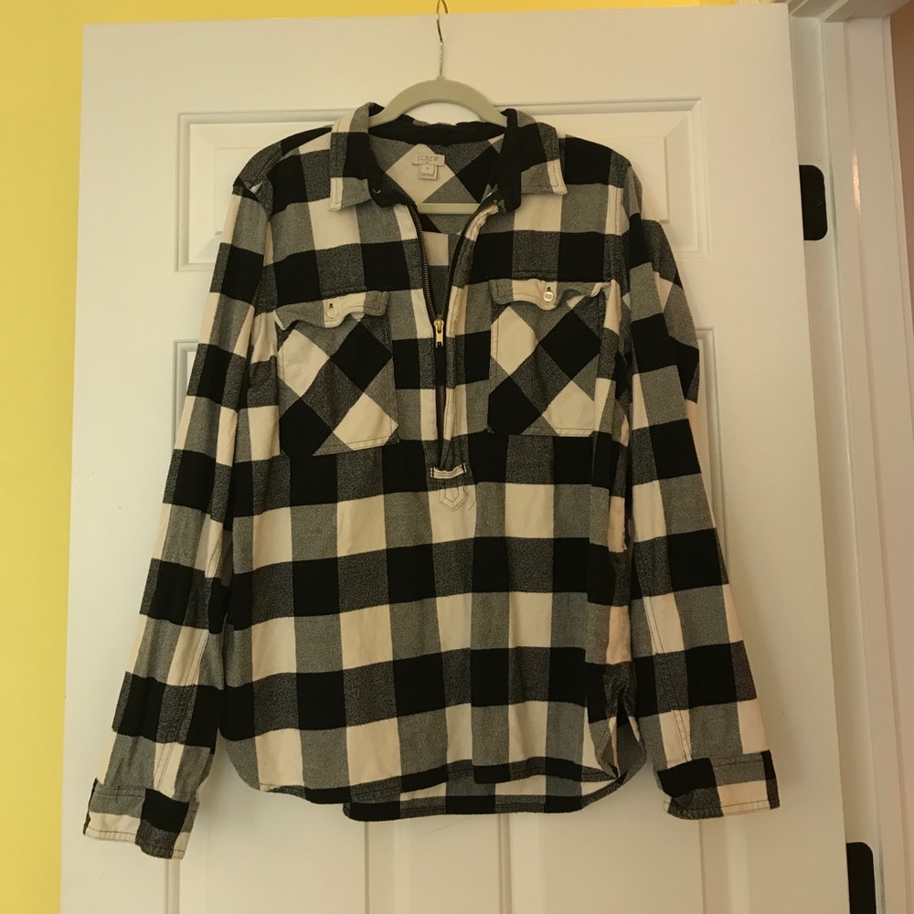 J crew black and white checkered top
