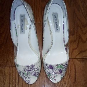 Off white floral heels