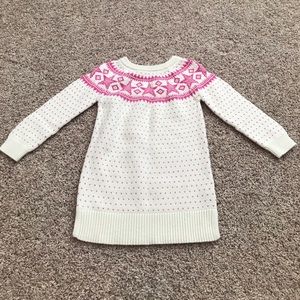 Baby Gap Hot Pink and Cream Long Sweater Dress