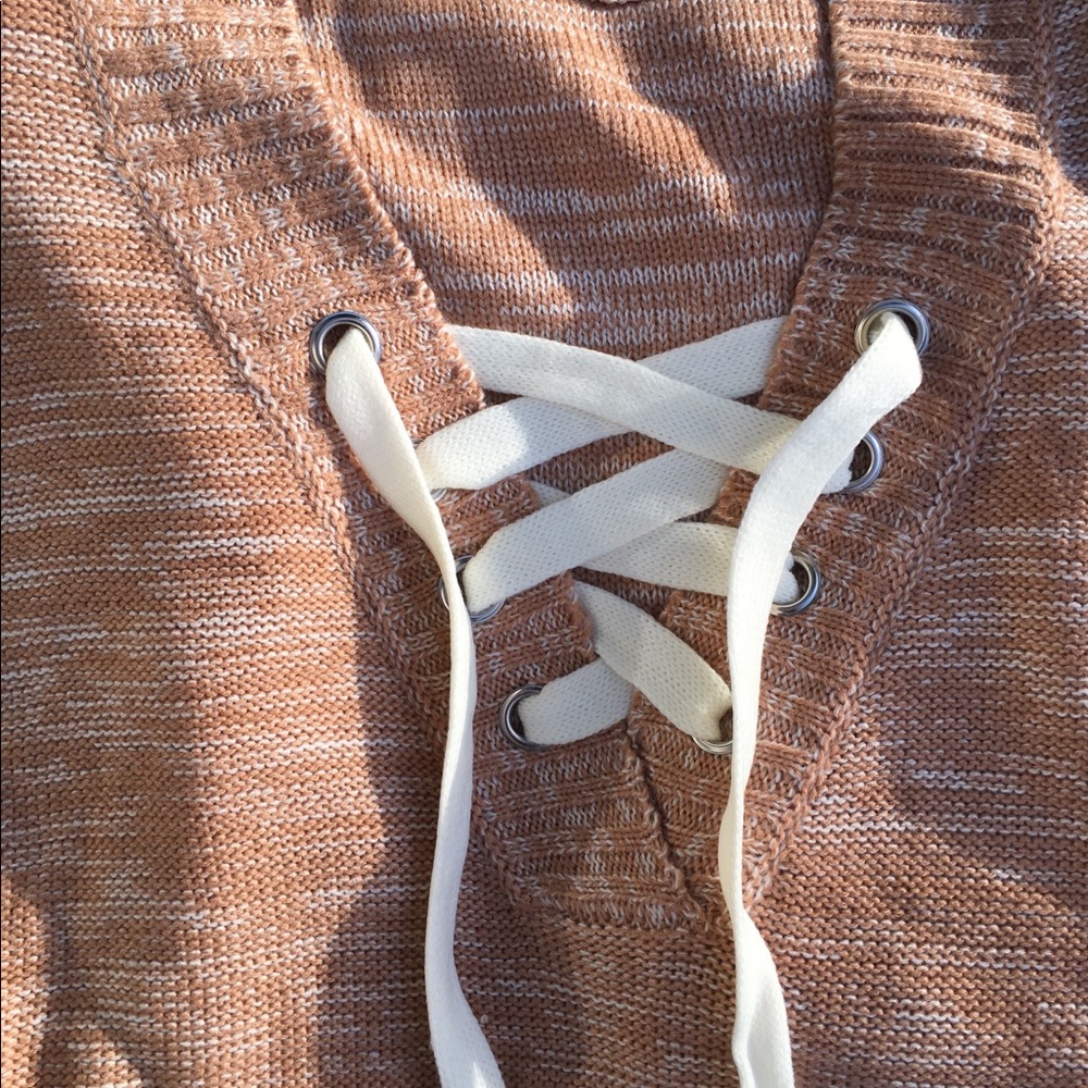 Peach Lace Up Sweater! - Picture 3 of 4