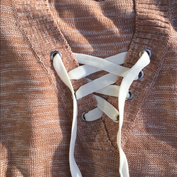 Peach Lace Up Sweater! - Picture 3 of 4