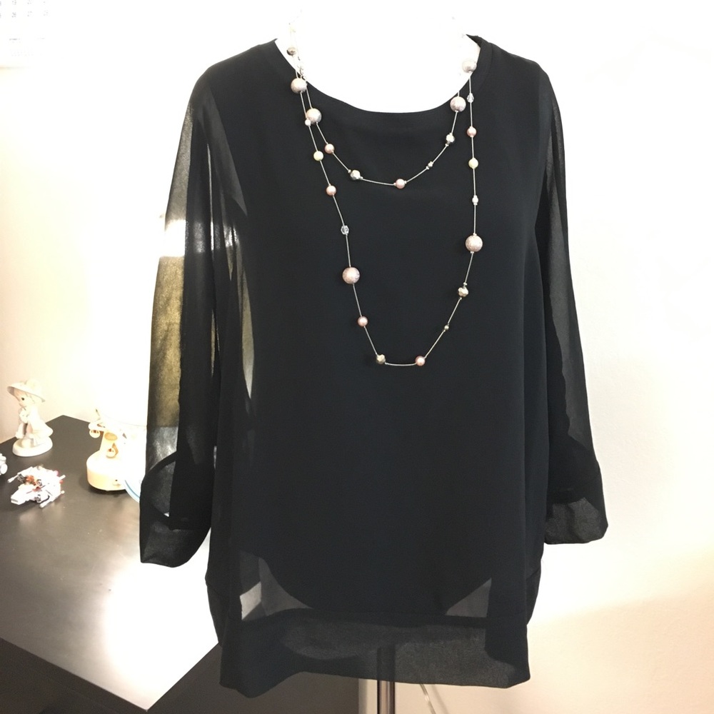 Zara Black Flowy Blouse NWOT