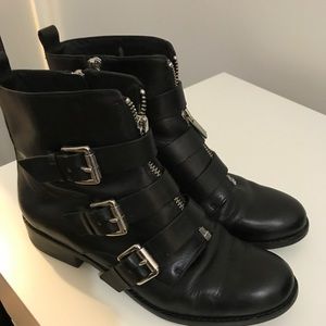 Michael Kors black leather ankle/motor boots