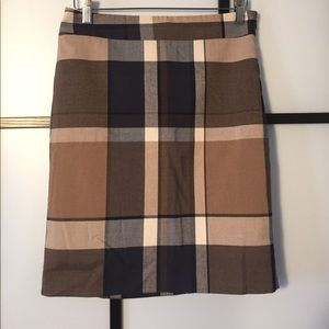 Loft Navy and Tan plaid skirt.