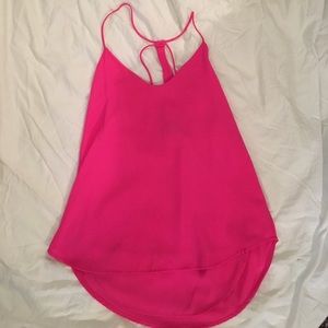 Neon pink strappy back tank top