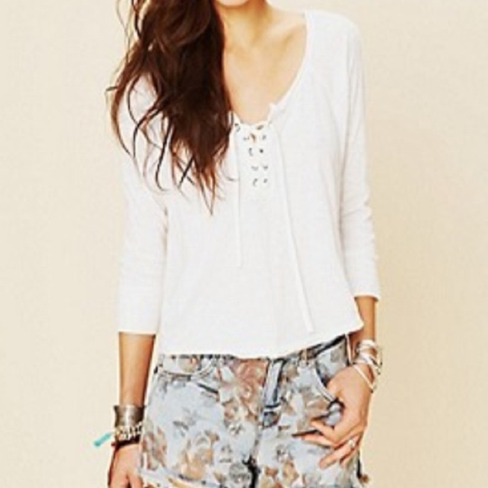 Free People - 3/4 Sleeve Cropped T-shirt - Picture 4 of 4