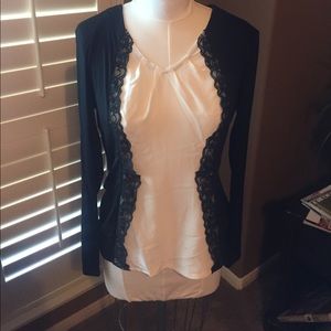 Black and off white, lace blouse