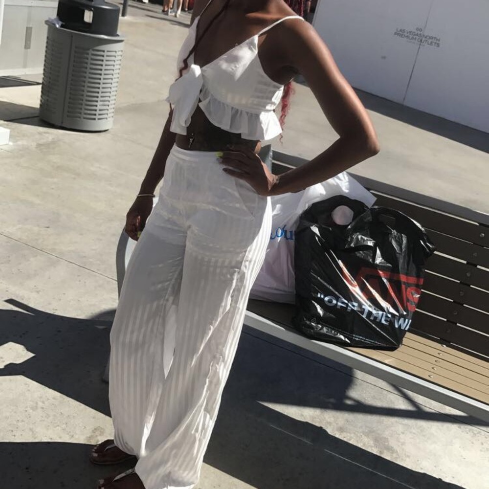 White 2 piece Linen pants set