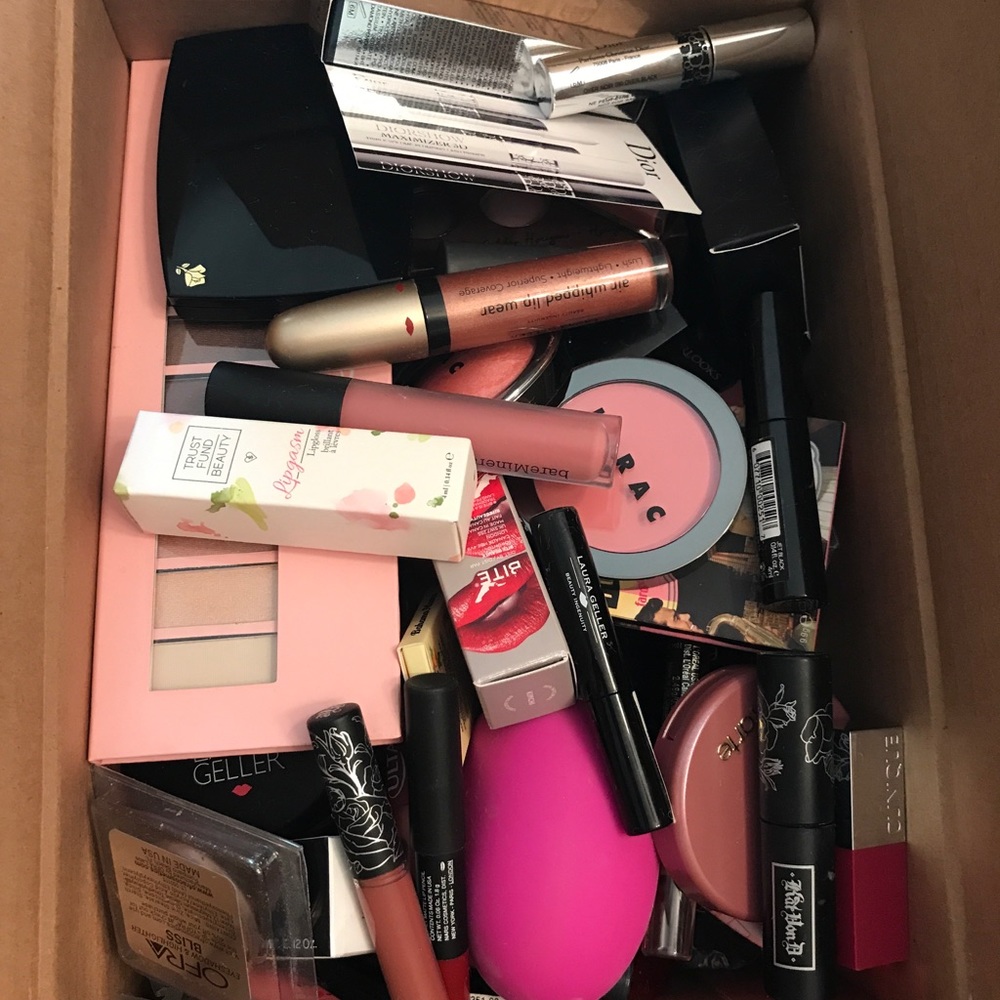 Box of Makeup Products, including Luxury