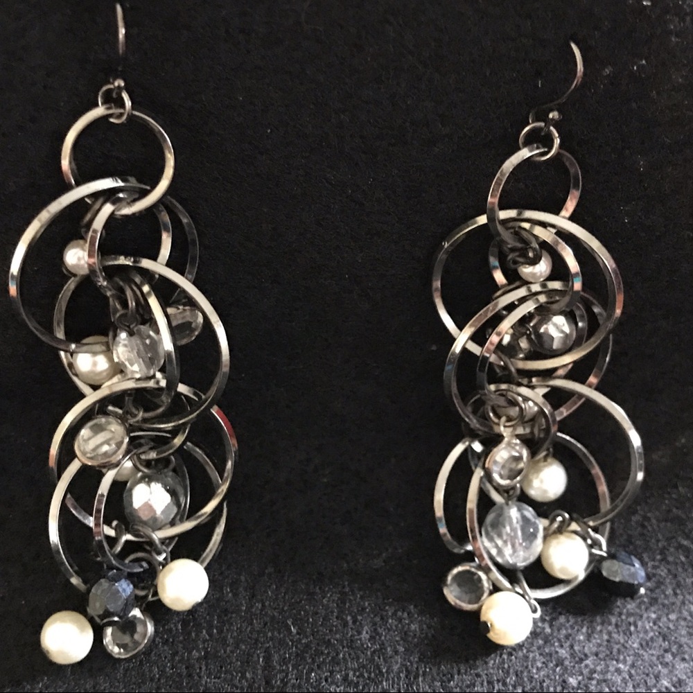 Sterling silver  black rodium long earrings