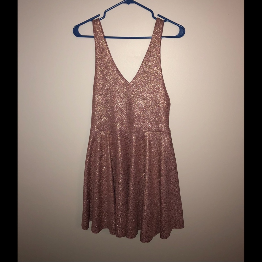 purple and gold mini Dress(from urban outfitters)