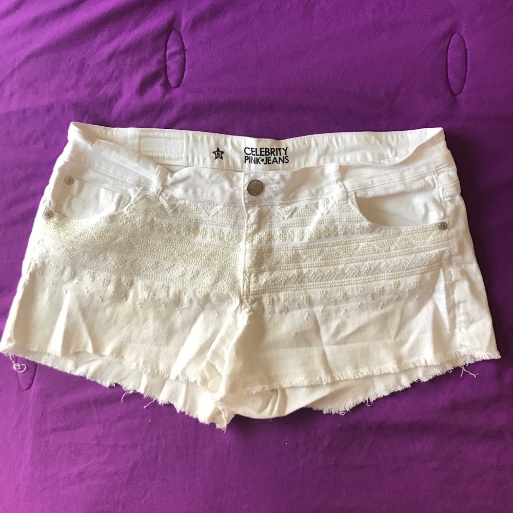 White jean shorts