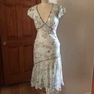 Silk white/mint floral dress