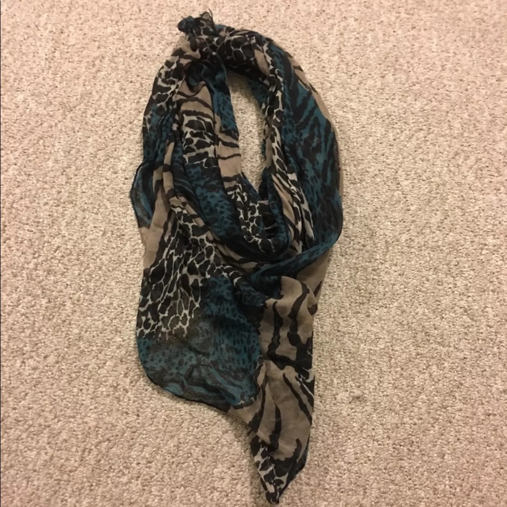 Blue And Gray Animal Print Scarf