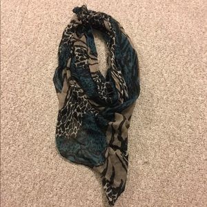 Blue And Gray Animal Print Scarf