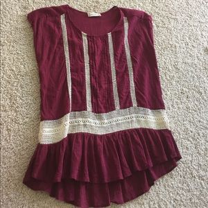 Maroon shirt with off white strips
