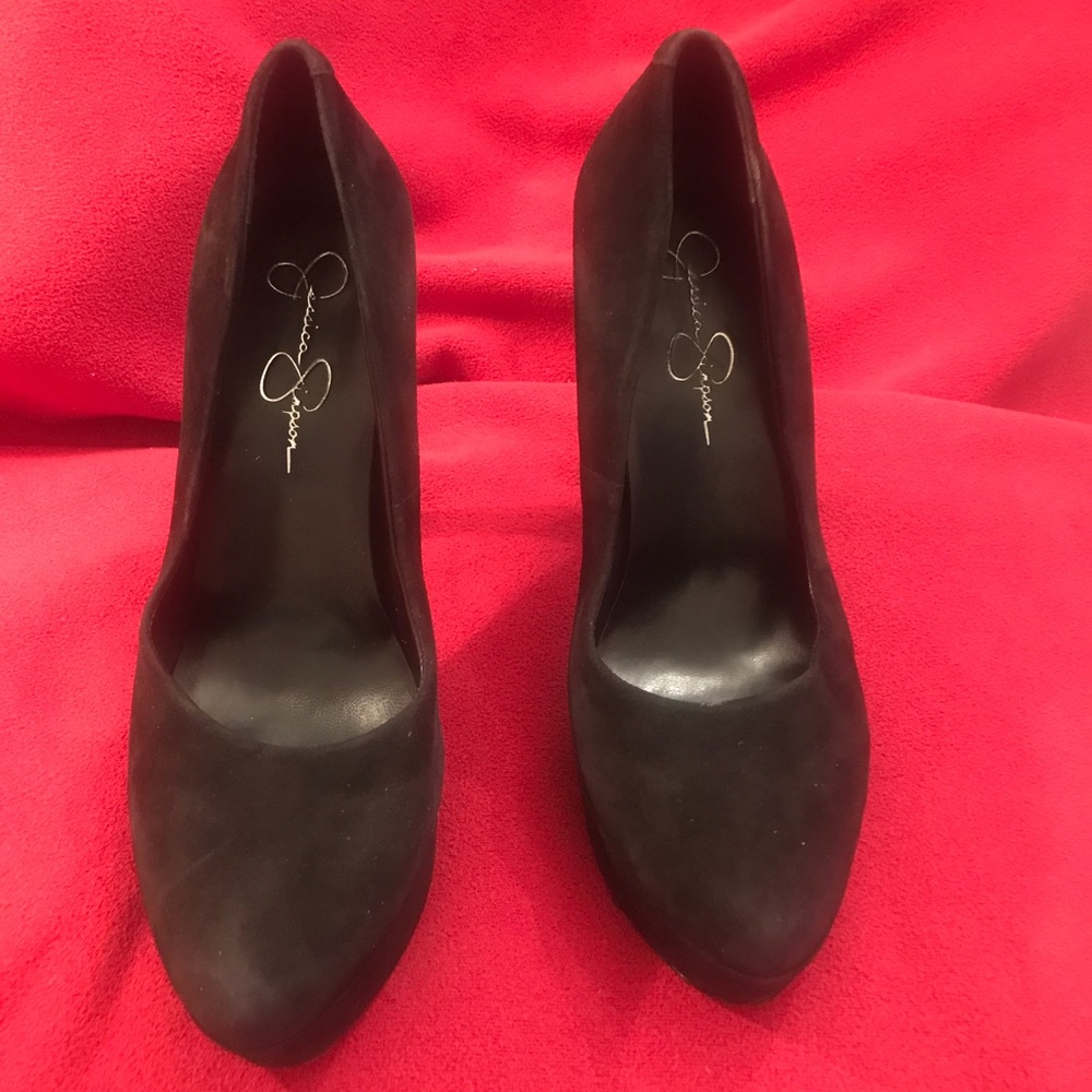 Jessica Simpson black suede high heel 8 1/2