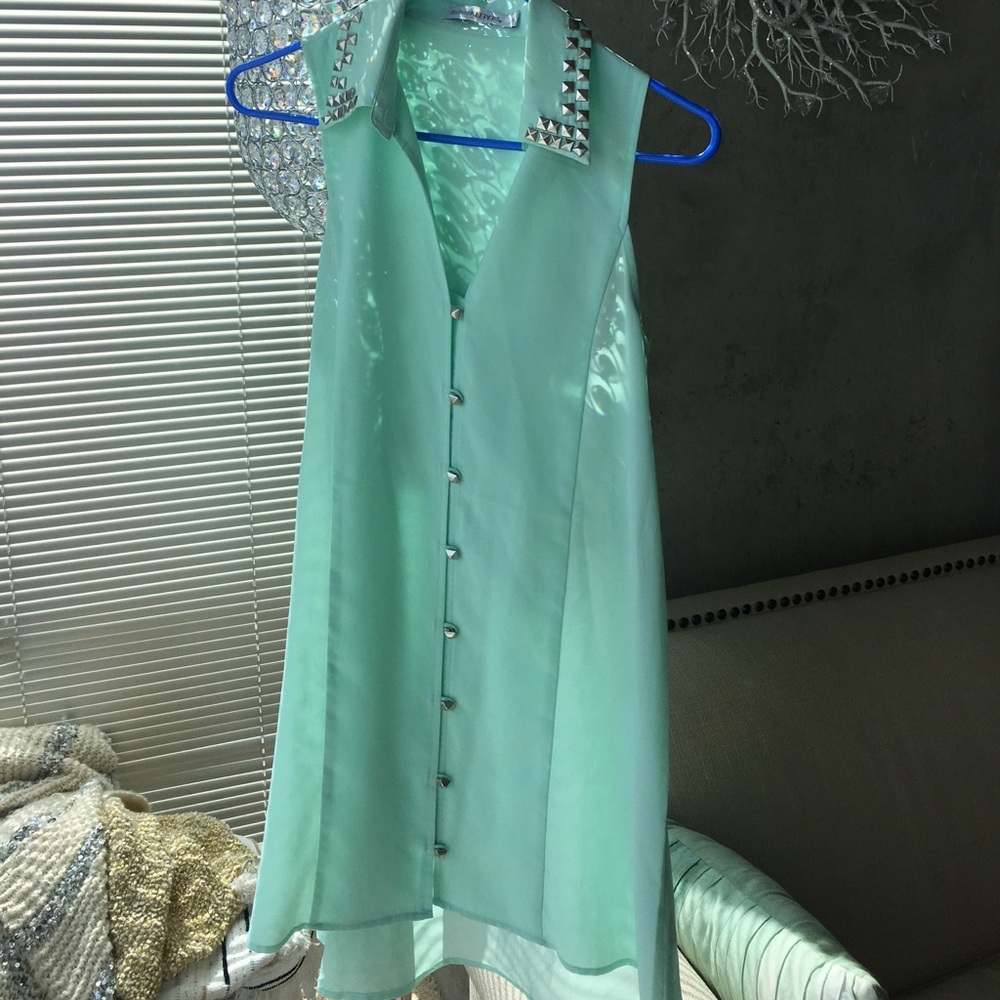Sea foam colored dress with silver studs