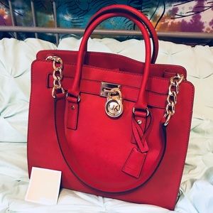 Authentic Red Michael Kors 2-Way Handbag