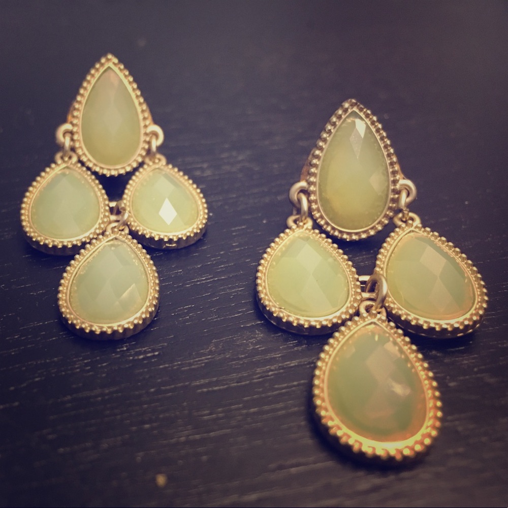 Jade and gold tear drop earrings