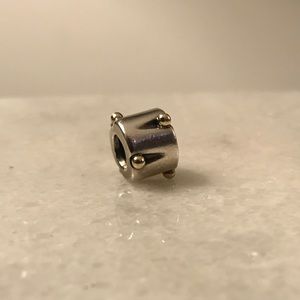 Pandora Abstract Silver Charm w/ Gold Beads Modern
