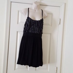 Black ruffle top balloon dress