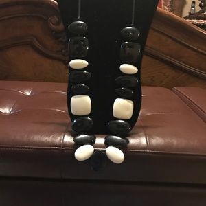 Long black and white Chicos necklace