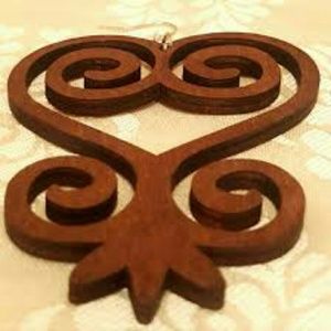 Adinkra Symbol Brown Wooden Earrings