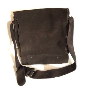 Brown suede messenger bag