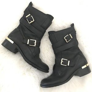 Vince Camuto Leather Moto Boots