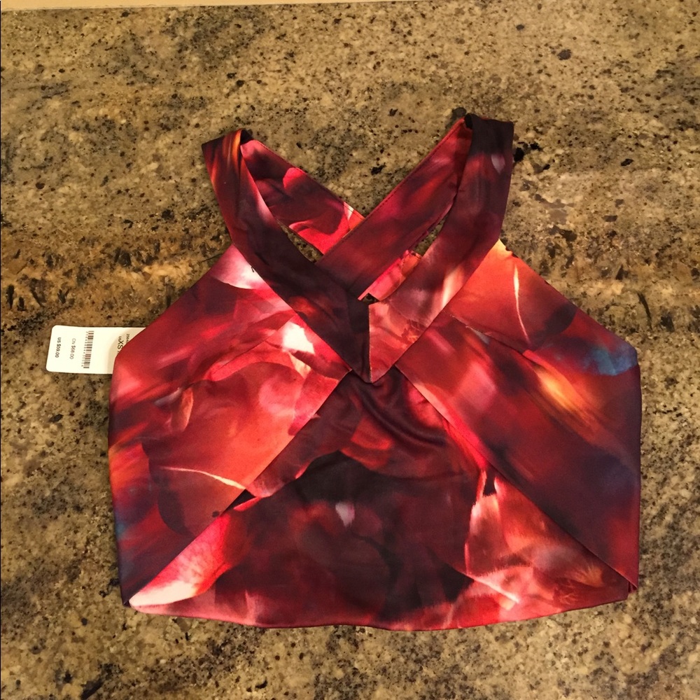 Bebe Crop Top Croptop NWT XS 0 2 red coral