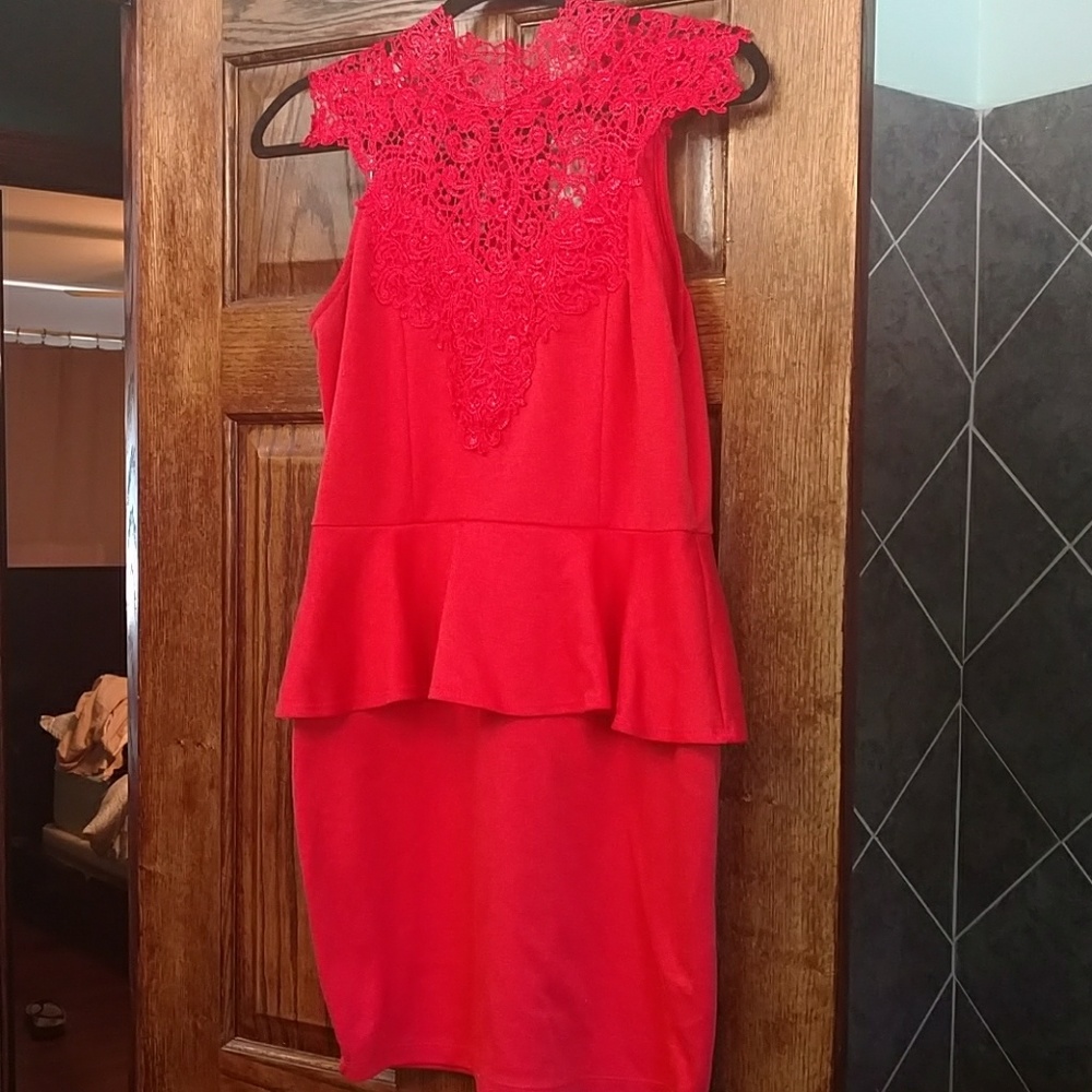 Coral/orange dress, with ruffle skirt