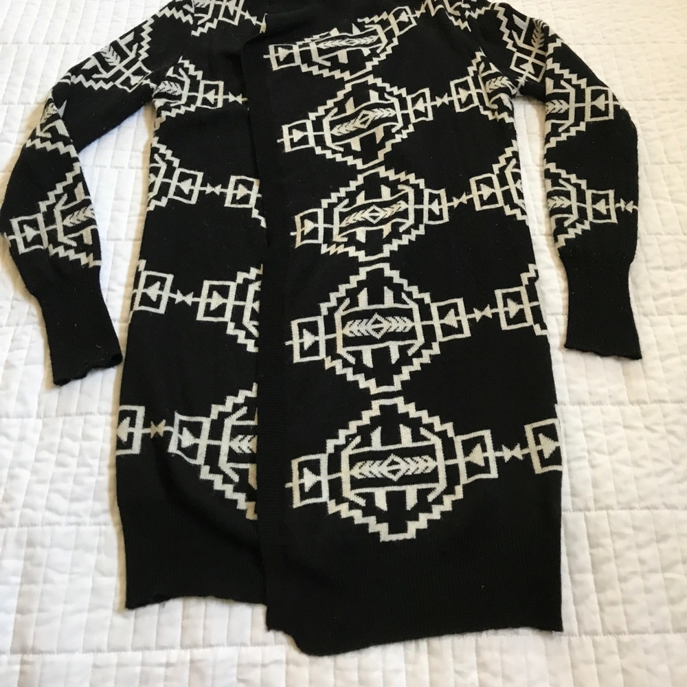 Black and white tribal print cardigan