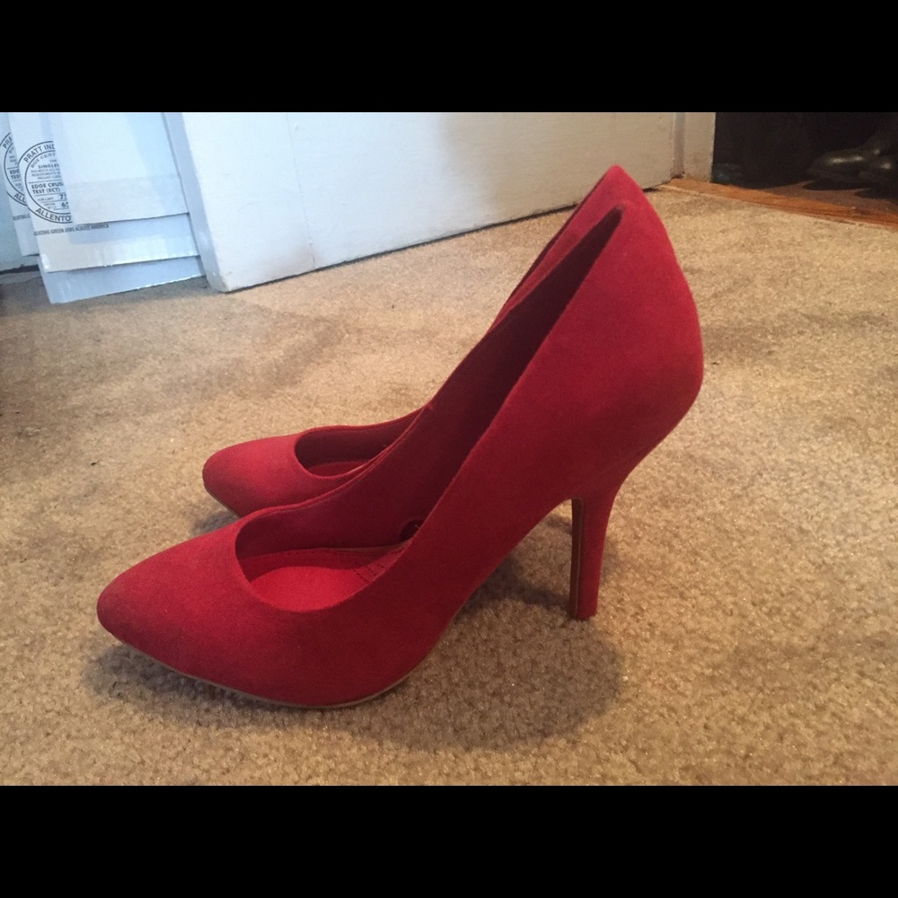 Red suede heels