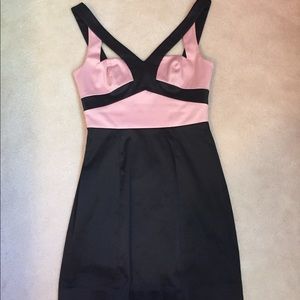Bebe Pink/Black Satin Criss Cross Dress