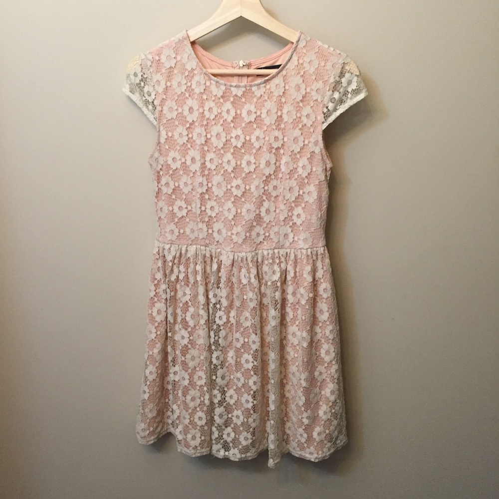 Peach and Ivory Lace Dress