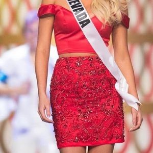 Red Sherri Hill Two Piece Dress