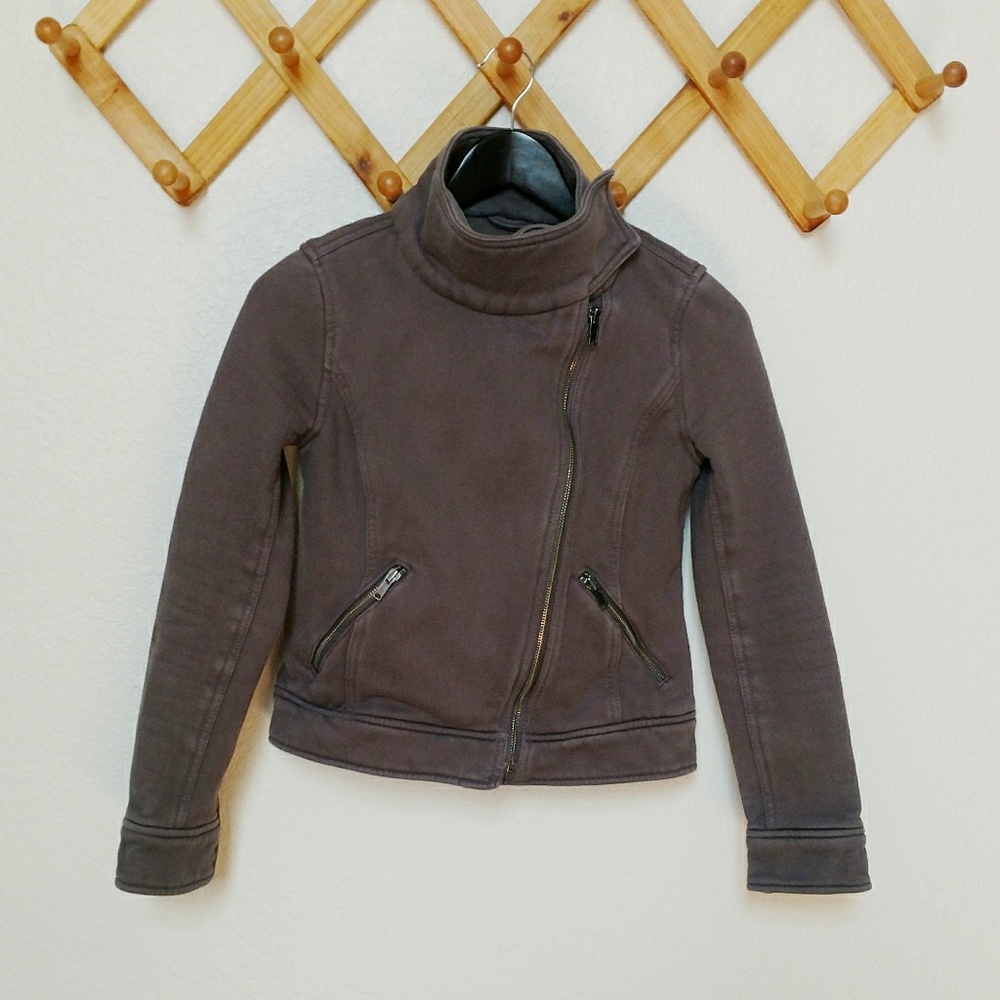 Grey moto sweater jacket