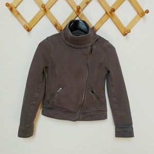 Grey moto sweater jacket