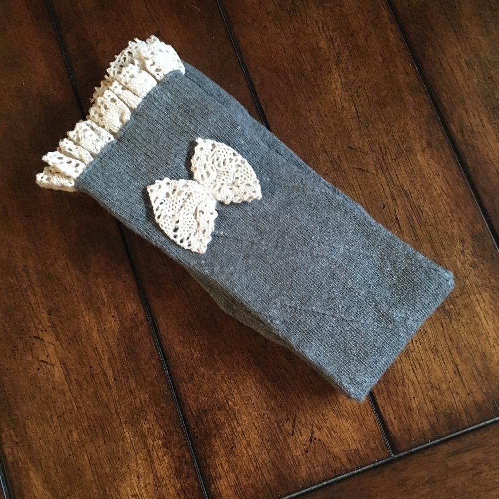 Gray Thigh High Crochet Socks
