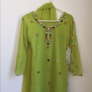 Neon green Indian kurta pajama