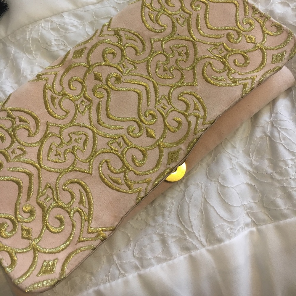 Anthropologie pink & gold clutch