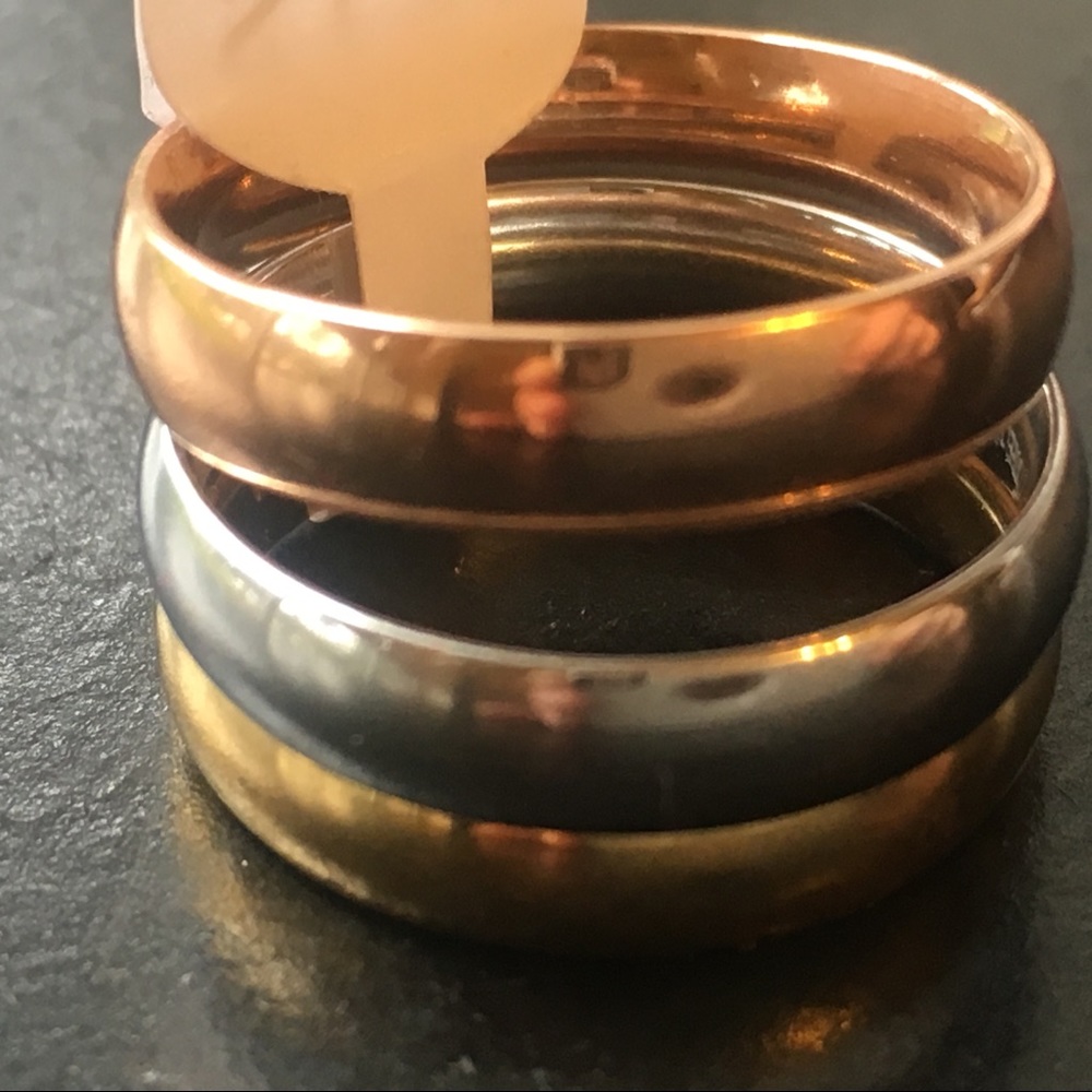 Tri-Colored Stainless Steel SET Classic 6mm Bands - Picture 3 of 8