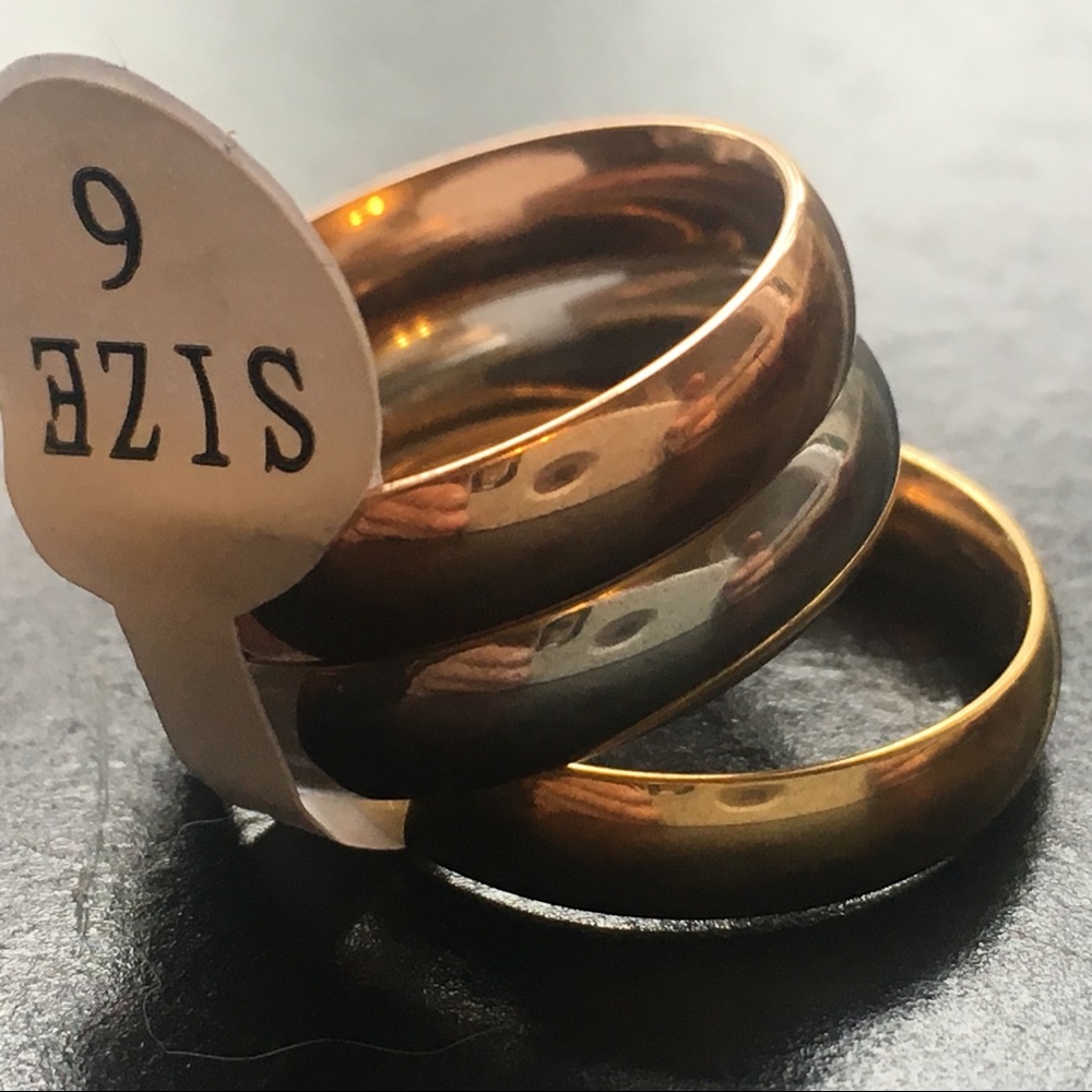 Tri-Colored Stainless Steel SET Classic 6mm Bands - Picture 5 of 8