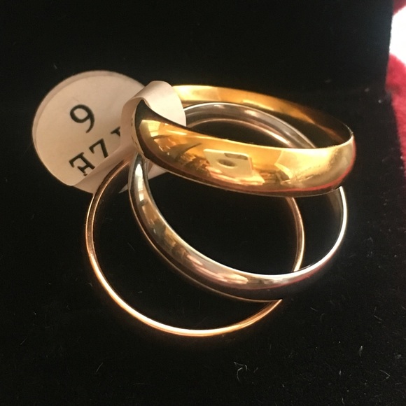 Tri-Colored Stainless Steel SET Classic 6mm Bands - Picture 2 of 8