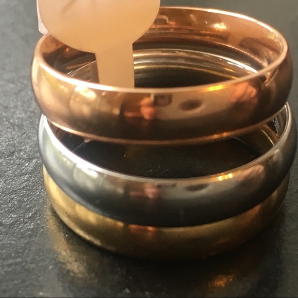 Tri-Colored Stainless Steel SET Classic 6mm Bands - Picture 3 of 8