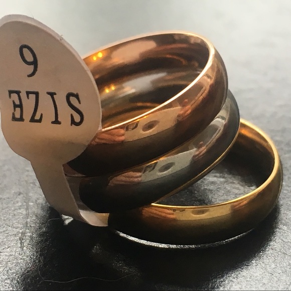 Tri-Colored Stainless Steel SET Classic 6mm Bands - Picture 5 of 8