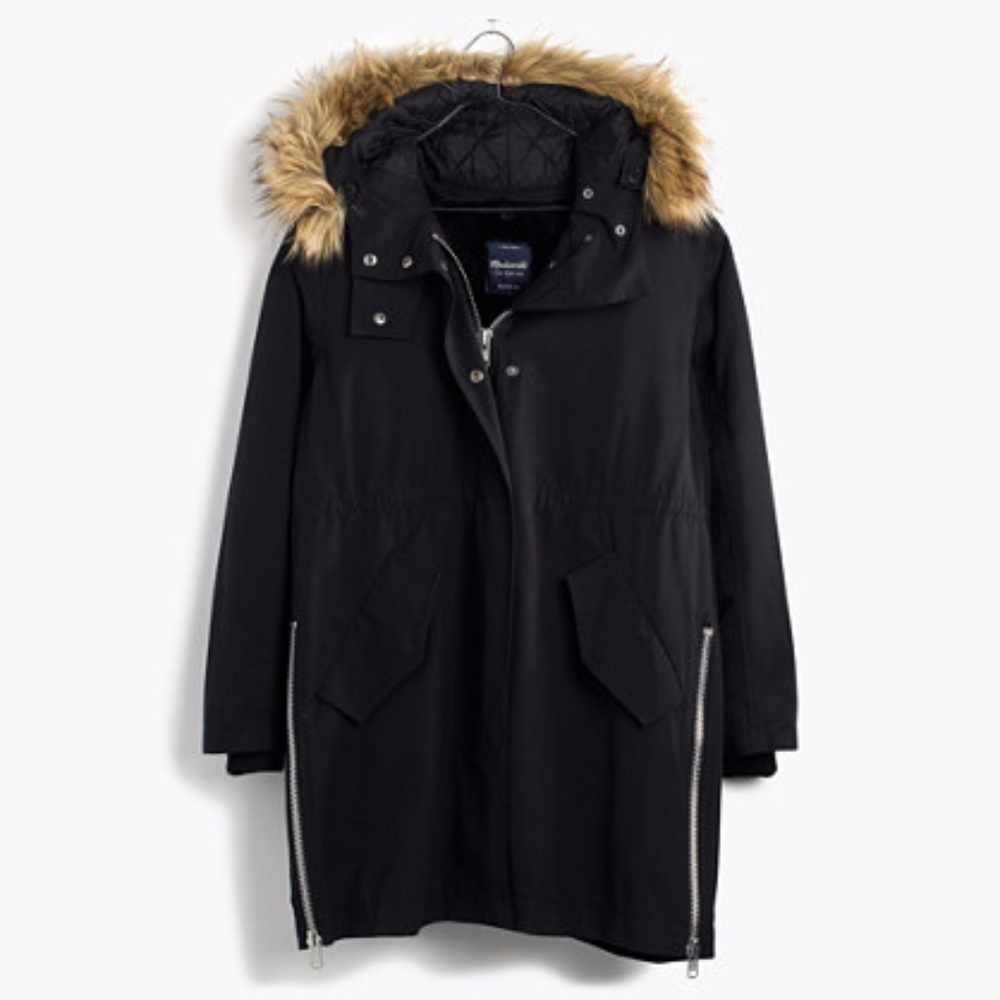 Madewell Black Side Zip Field Parka