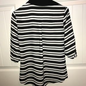 Black and white blouse button down